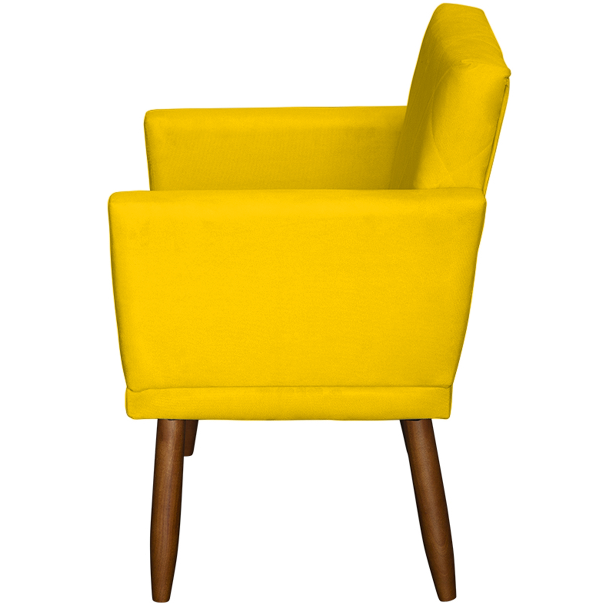 Kit 3 Poltronas Para Sala, Manicure, Quarto Decorativas Beatriz Com Base Suede Amarelo Pé Castanho - Clique E Decore