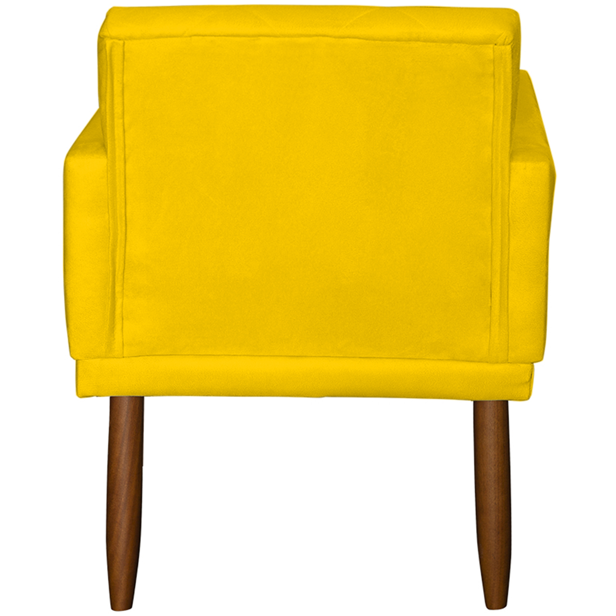 Kit 3 Poltronas Para Sala, Manicure, Quarto Decorativas Beatriz Com Base Suede Amarelo Pé Castanho - Clique E Decore