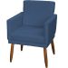 Kit 3 Poltronas Para Sala, Manicure, Quarto Decorativas Beatriz Com Base Suede Azul Marinho Pé Castanho - Clique E Decore