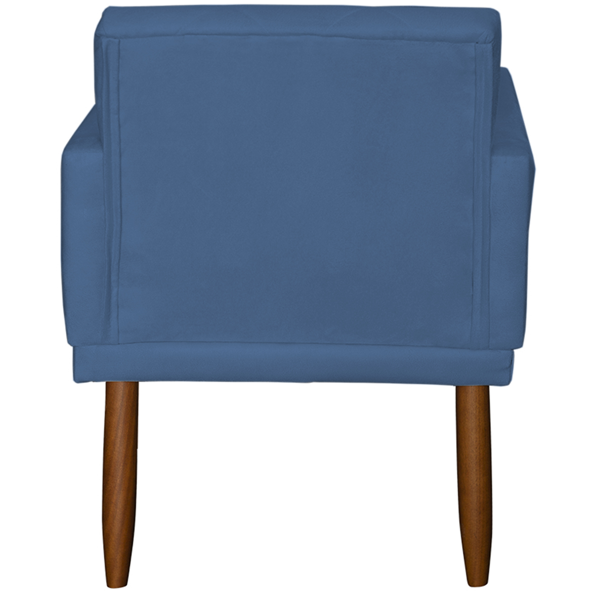 Kit 3 Poltronas Para Sala, Manicure, Quarto Decorativas Beatriz Com Base Suede Azul Marinho Pé Castanho - Clique E Decore