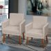 Kit 3 Poltronas Para Sala, Manicure, Quarto Decorativas Beatriz Com Base Suede Bege Pé Castanho - Clique E Decore
