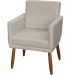 Kit 3 Poltronas Para Sala, Manicure, Quarto Decorativas Beatriz Com Base Suede Bege Pé Castanho - Clique E Decore