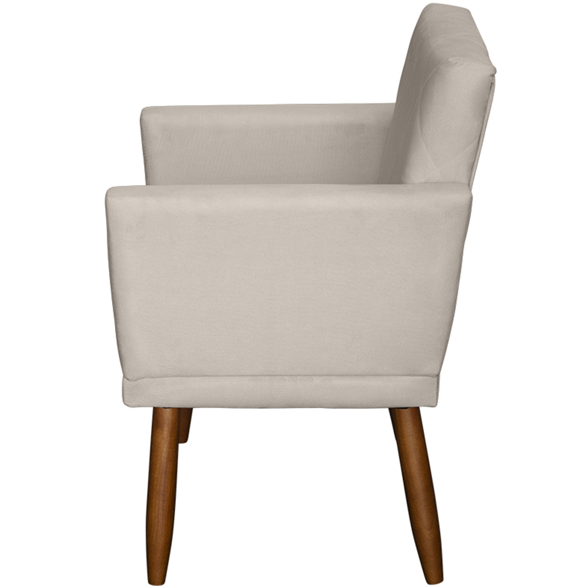 Kit 3 Poltronas Para Sala, Manicure, Quarto Decorativas Beatriz Com Base Suede Bege Pé Castanho - Clique E Decore