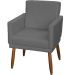 Kit 3 Poltronas Para Sala, Manicure, Quarto Decorativas Beatriz Com Base Suede Cinza Pé Castanho - Clique E Decore