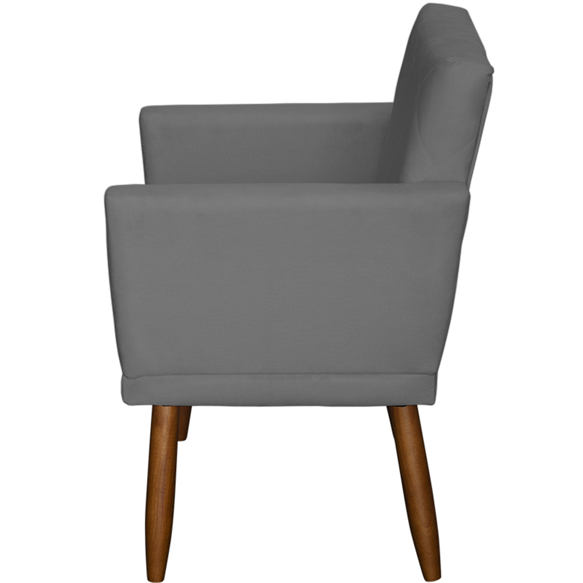 Kit 3 Poltronas Para Sala, Manicure, Quarto Decorativas Beatriz Com Base Suede Cinza Pé Castanho - Clique E Decore