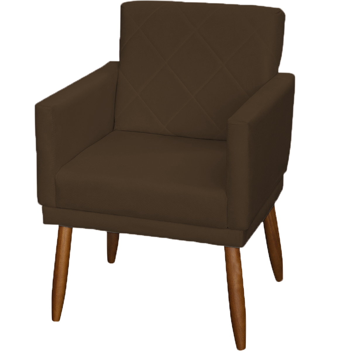 Kit 3 Poltronas Para Sala, Manicure, Quarto Decorativas Beatriz Com Base Suede Marrom Pé Castanho - Clique E Decore
