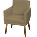 Kit 3 Poltronas Para Sala, Manicure, Quarto Decorativas Beatriz Com Base Suede Nude Pé Castanho - Clique E Decore
