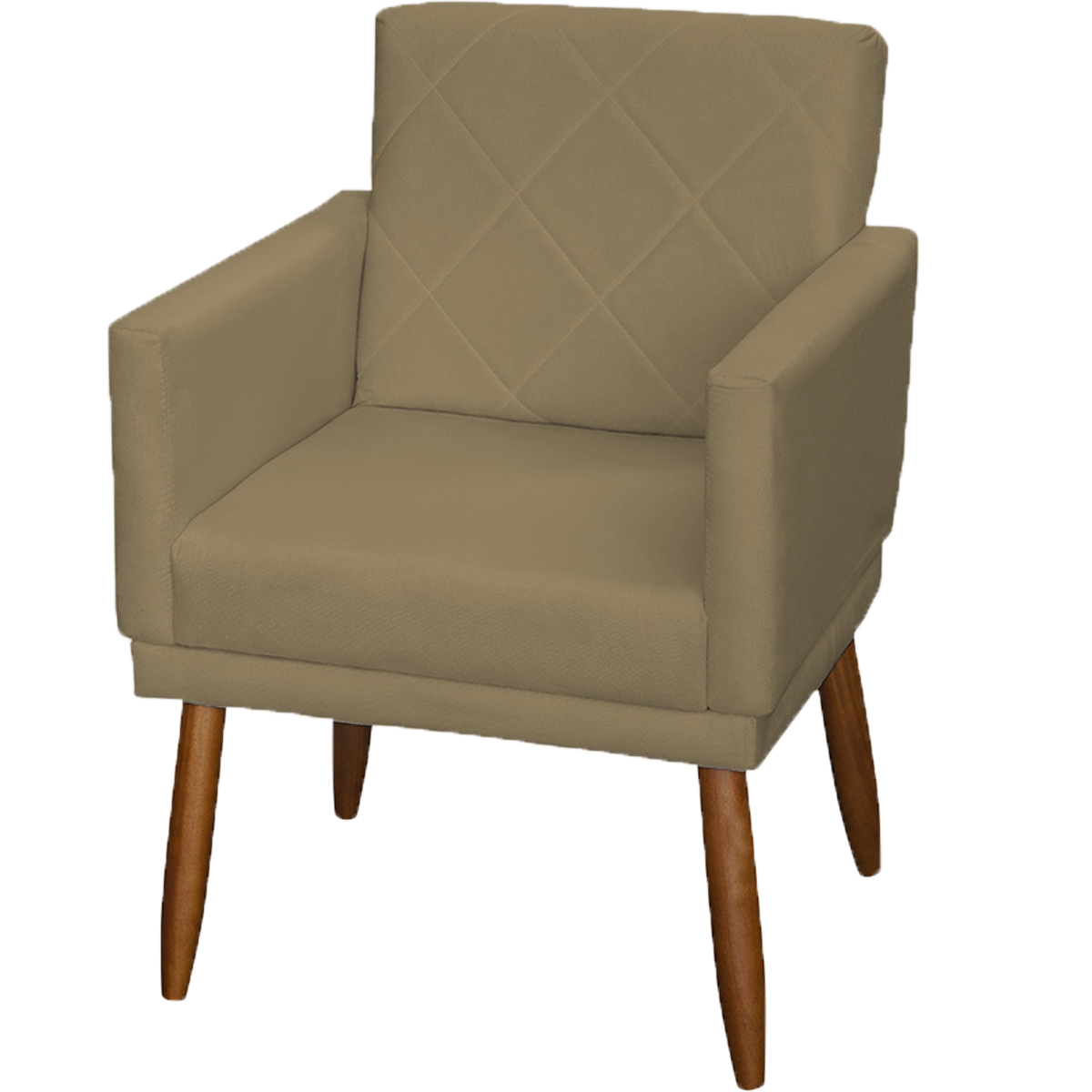 Kit 3 Poltronas Para Sala, Manicure, Quarto Decorativas Beatriz Com Base Suede Nude Pé Castanho - Clique E Decore
