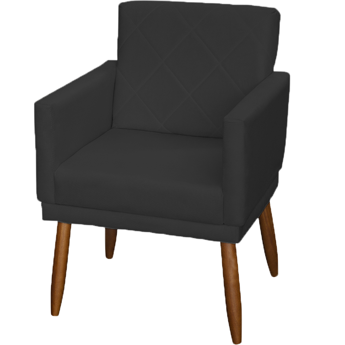 Kit 3 Poltronas Para Sala, Manicure, Quarto Decorativas Beatriz Com Base Suede Preto Pé Castanho - Clique E Decore