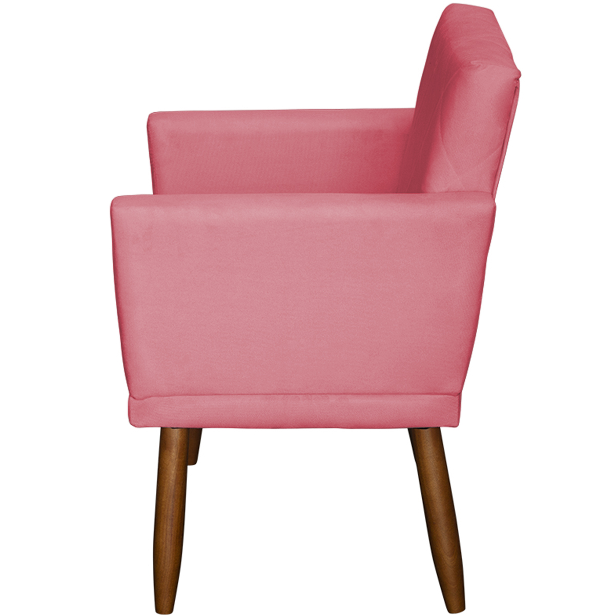 Kit 3 Poltronas Para Sala, Manicure, Quarto Decorativas Beatriz Com Base Suede Rosê Pé Castanho - Clique E Decore