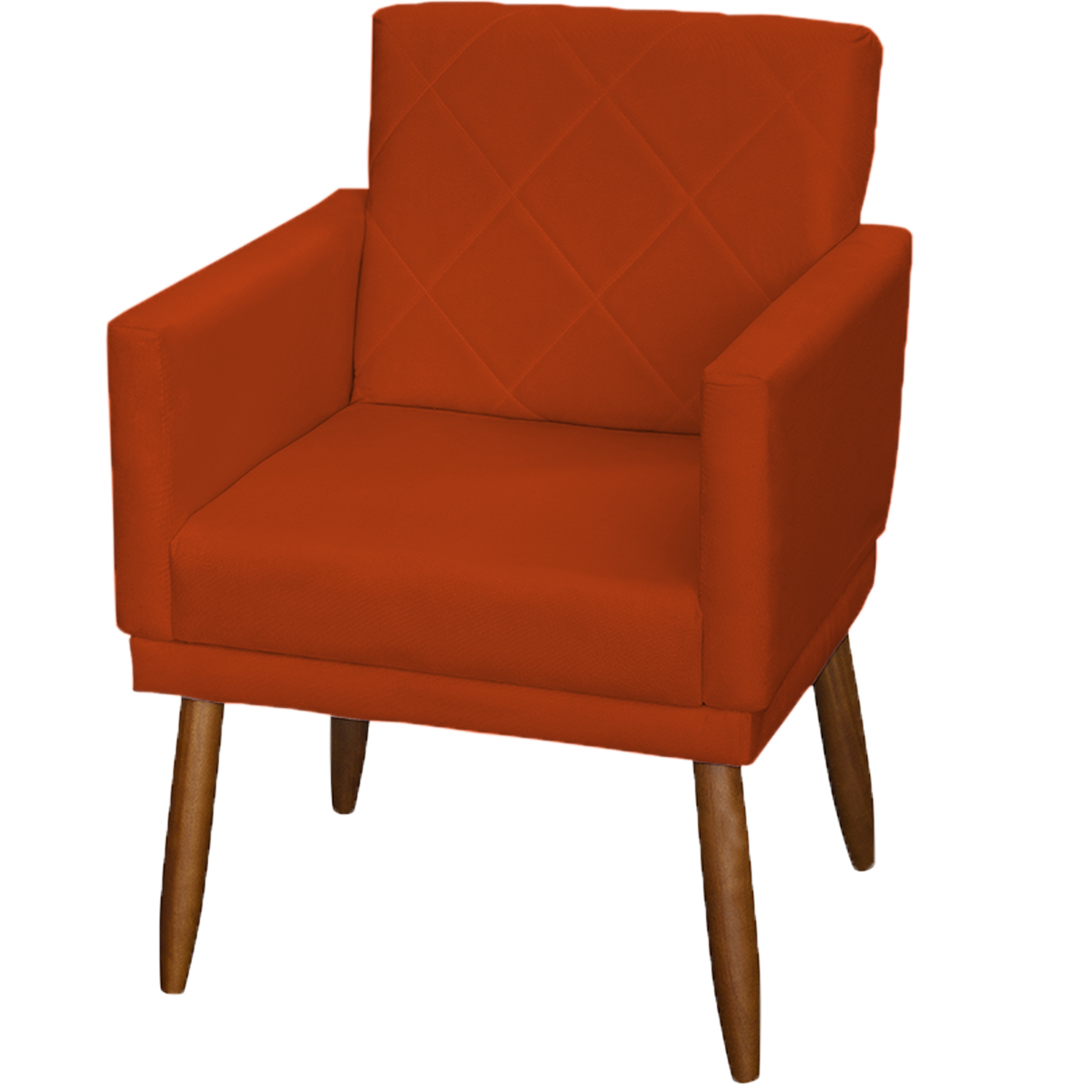 Kit 3 Poltronas Para Sala, Manicure, Quarto Decorativas Beatriz Com Base Suede Terracota Pé Castanho - Clique E Decore