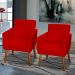 Kit 3 Poltronas Para Sala, Manicure, Quarto Decorativas Beatriz Com Base Suede Vermelho Pé Castanho - Clique E Decore