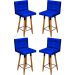 Kit 4 Banquetas Grace Alta Para Areá Gourmet E Balcão Área Gourmet Corino Azul Royal Pé Castanho - Clique E Decore