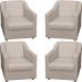 Kit 4 Poltronas Decorativas Para Sala Mila Corino Bege Pé De Plástico - Clique E Decore