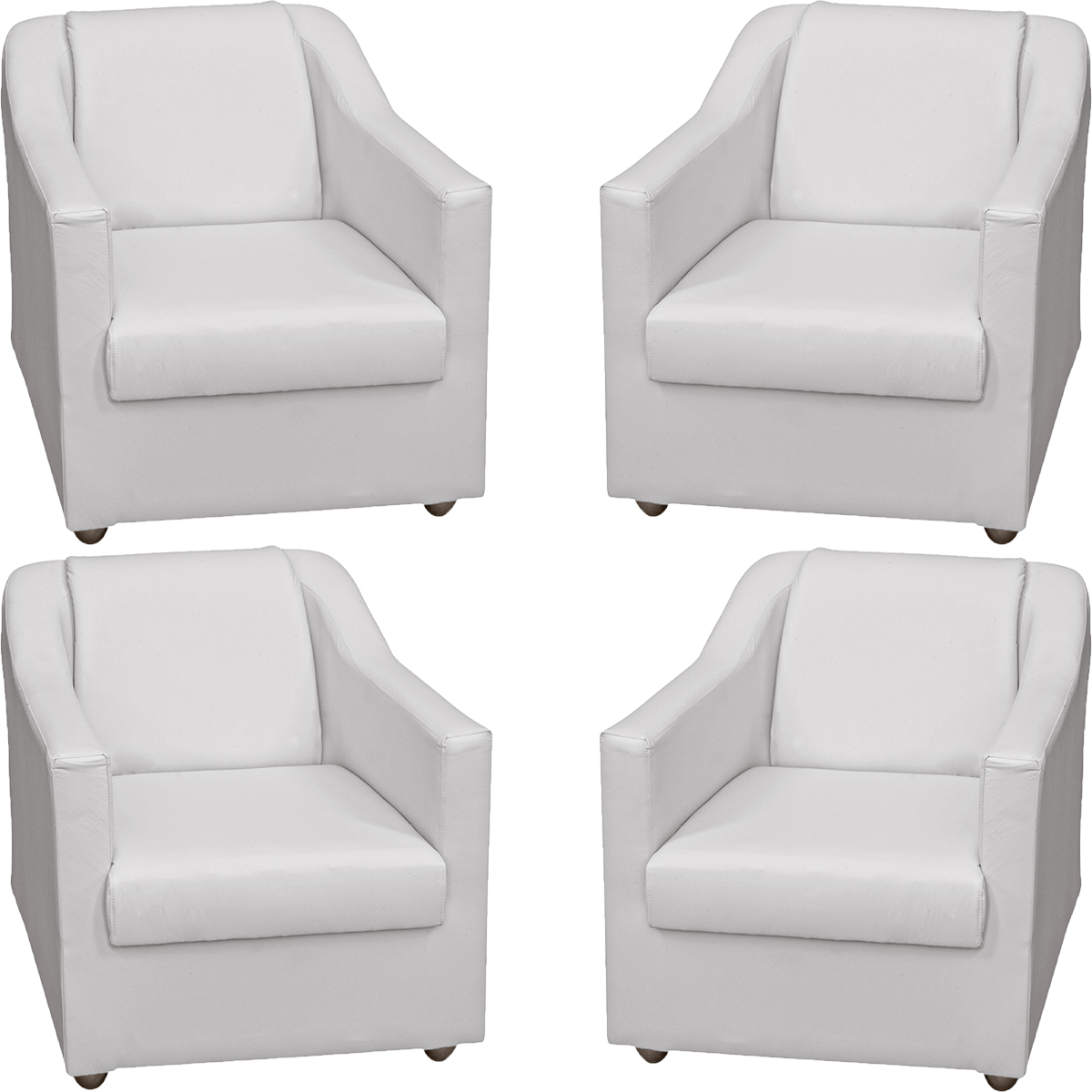 Kit 4 Poltronas Decorativas Para Sala Mila Corino Branco Pé De Plástico - Clique E Decore