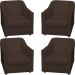 Kit 4 Poltronas Decorativas Para Sala Mila Corino Marrom Pé De Plástico - Clique E Decore