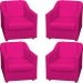 Kit 4 Poltronas Decorativas Para Sala Mila Corino Pink Pé De Plástico - Clique E Decore