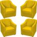 Kit 4 Poltronas Decorativas Para Sala Mila Suede Amarelo Pé De Plástico - Clique E Decore