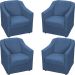 Kit 4 Poltronas Decorativas Para Sala Mila Suede Azul Marinho Pé De Plástico - Clique E Decore
