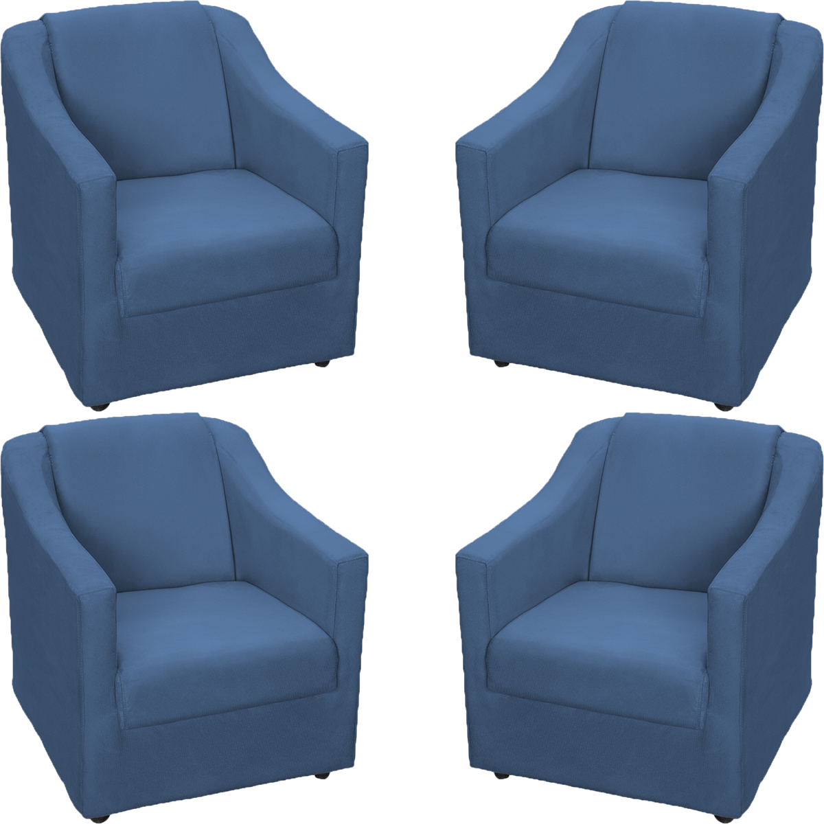 Kit 4 Poltronas Decorativas Para Sala Mila Suede Azul Marinho Pé De Plástico - Clique E Decore