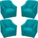 Kit 4 Poltronas Decorativas Para Sala Mila Suede Azul Turquesa Pé De Plástico - Clique E Decore