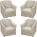 Kit 4 Poltronas Decorativas Para Sala Mila Suede Bege Pé De Plástico- Clique E Decore