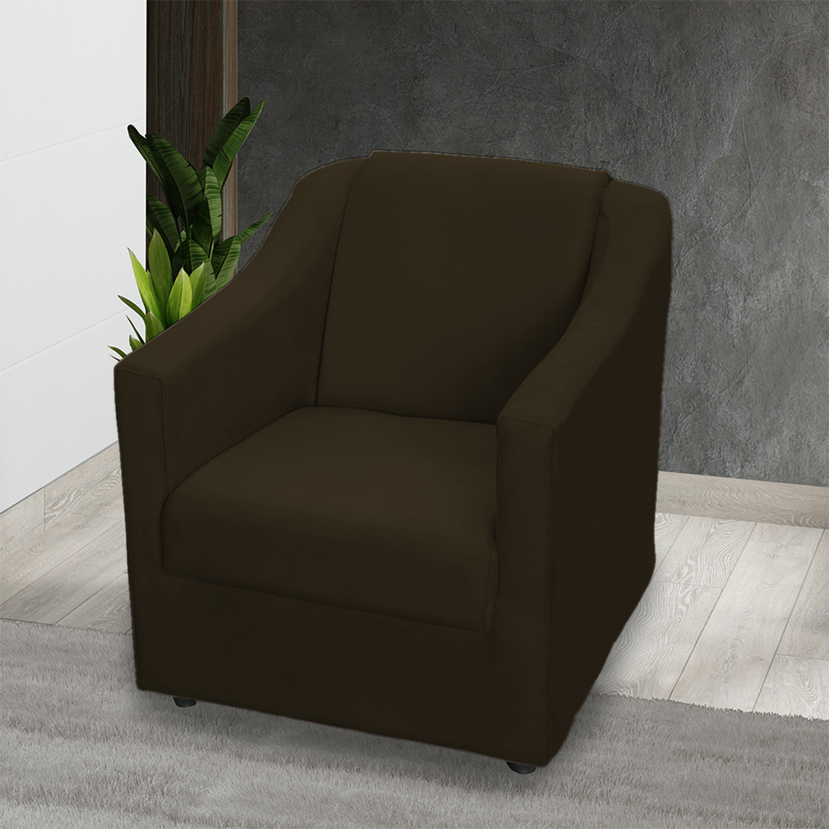 Kit 4 Poltronas Decorativas Para Sala Mila Suede Marrom Pé De Plástico - Clique E Decore