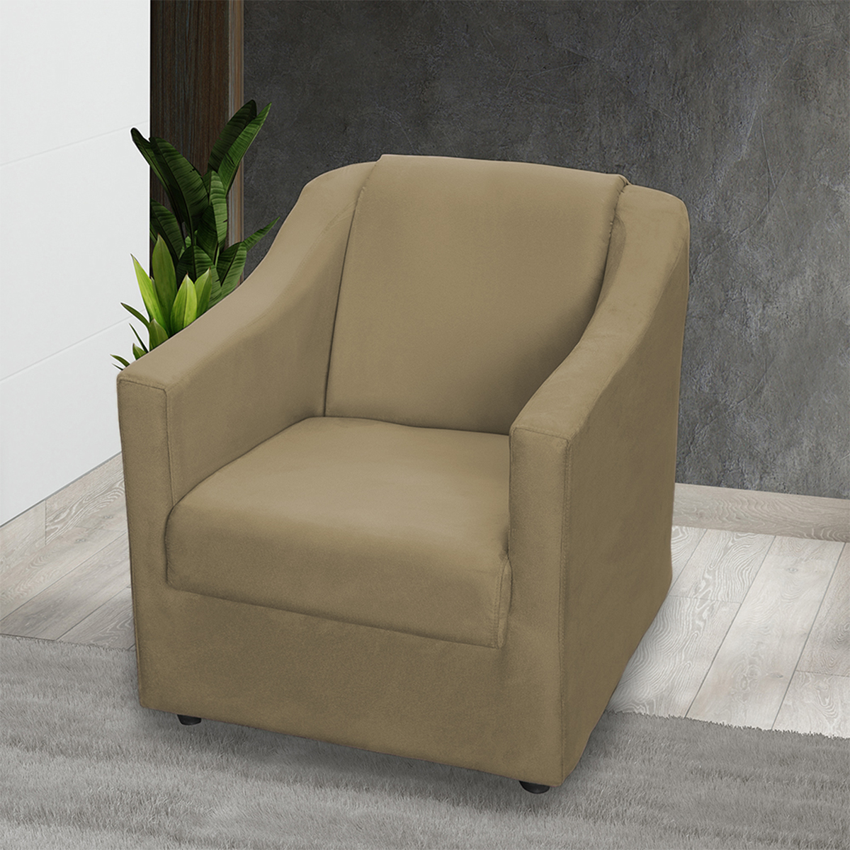 Kit 4 Poltronas Decorativas Para Sala Mila Suede Nude Pé De Plástico - Clique E Decore