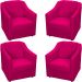 Kit 4 Poltronas Decorativas Para Sala Mila Suede Pink Pé De Plástico- Clique E Decore