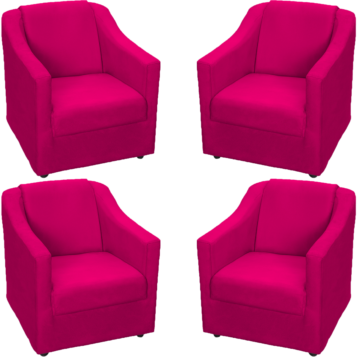 Kit 4 Poltronas Decorativas Para Sala Mila Suede Pink Pé De Plástico- Clique E Decore