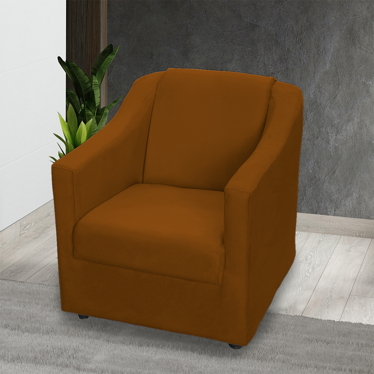 Kit 4 Poltronas Decorativas Para Sala Mila Suede Terracota Pé De Plástico - Clique E Decore