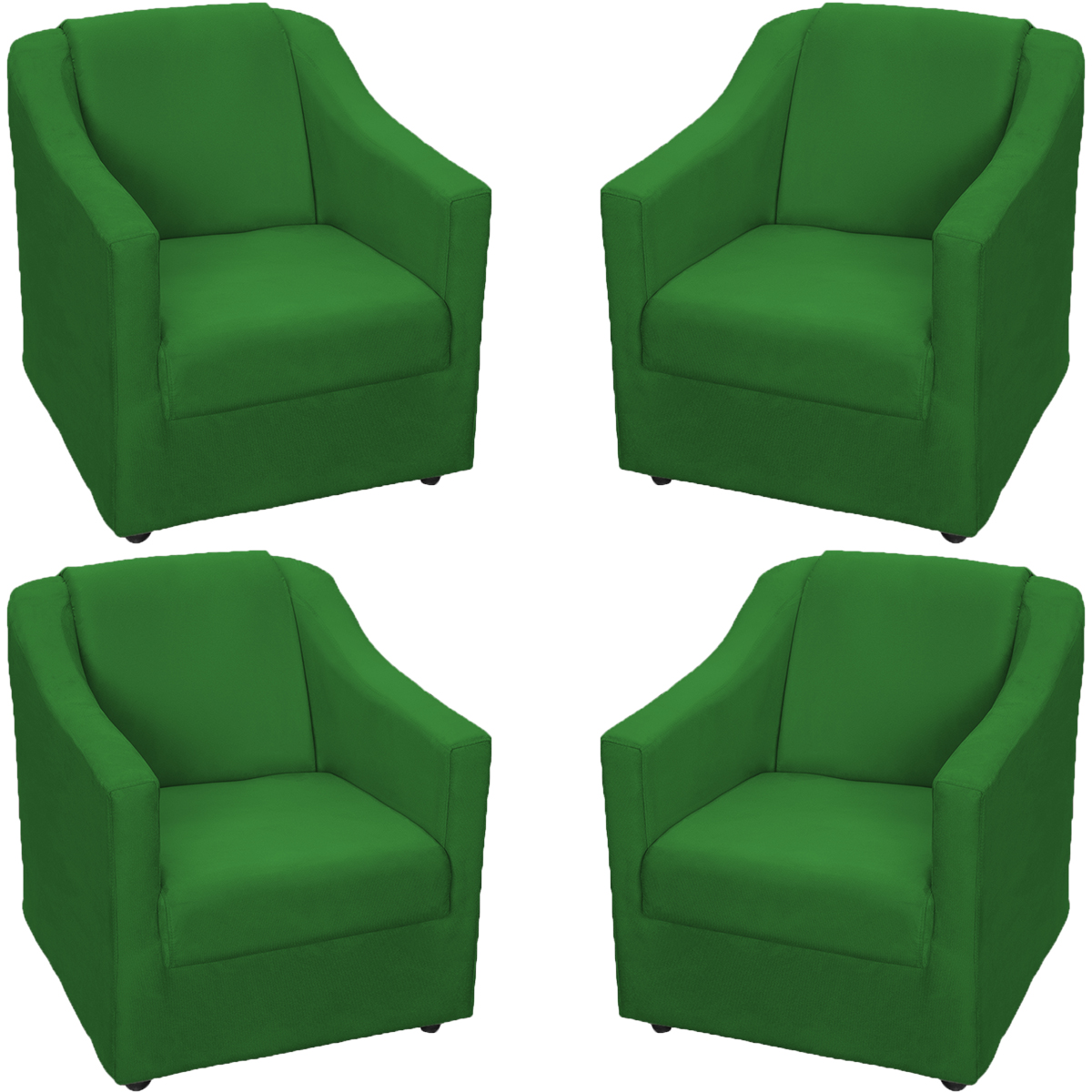 Kit 4 Poltronas Decorativas Para Sala Mila Suede Verde Pé De Plástico - Clique E Decore