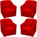 Kit 4 Poltronas Decorativas Para Sala Mila Suede Vermelho Pé De Plástico - Clique E Decore