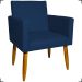 Kit 4 Poltronas Decorativas Para Sala Nina + 2 Puff Redondo Suede Azul Marinho Pé Castanho - Clique E Decore