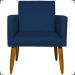 Kit 4 Poltronas Decorativas Para Sala Nina + 2 Puff Redondo Suede Azul Marinho Pé Castanho - Clique E Decore