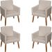 Kit 4 Poltronas Decorativas Para Sala, Escritório, Recepção Beatriz Suede Bege Pé Castanho - Clique E Decore