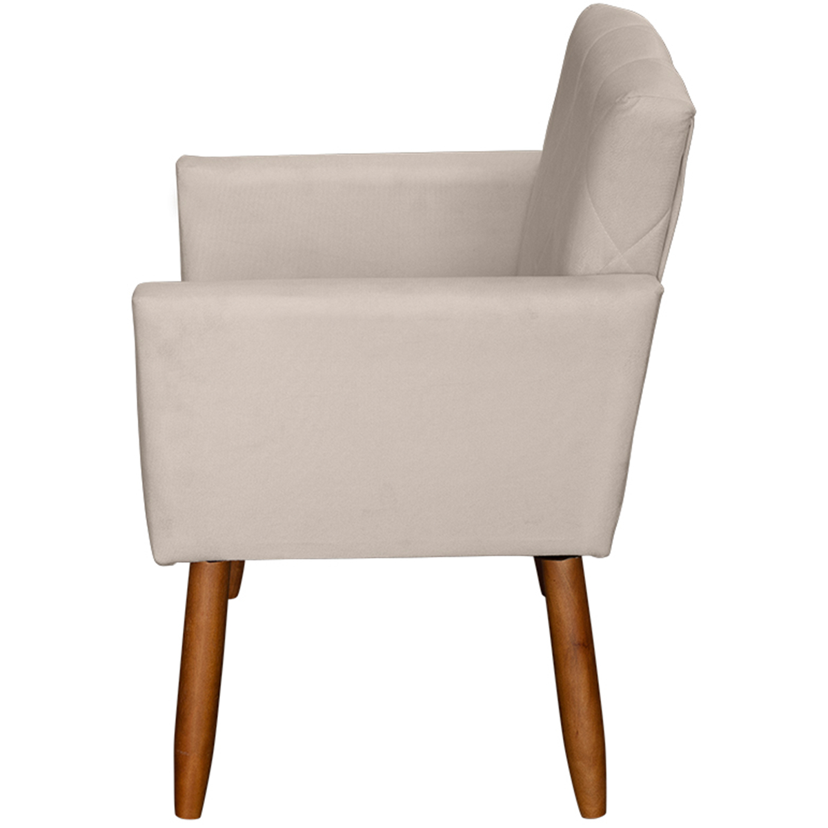 Kit 4 Poltronas Decorativas Para Sala, Escritório, Recepção Beatriz Suede Bege Pé Castanho - Clique E Decore