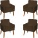 Kit 4 Poltronas Decorativas Para Sala, Escritório, Recepção Beatriz Suede Marrom Pé Castanho - Clique E Decore
