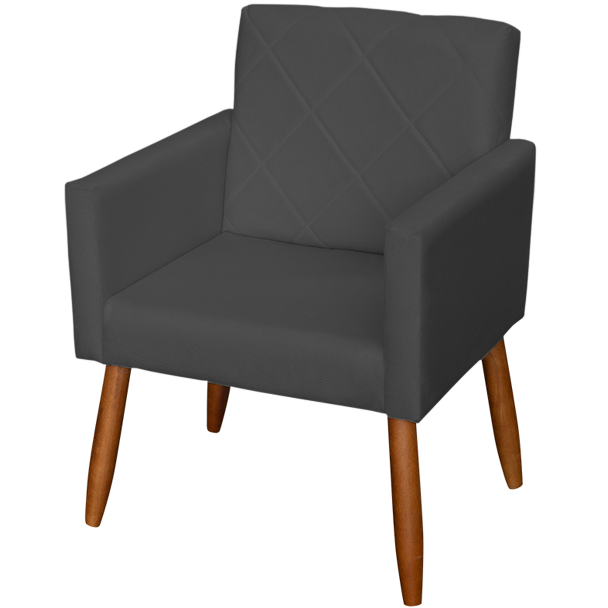 Kit 4 Poltronas Decorativas Para Sala, Escritório, Recepção Beatriz Suede Preto Pé Castanho - Clique E Decore