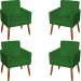 Kit 4 Poltronas Decorativas Para Sala, Escritório, Recepção Beatriz Suede Verde Pé Castanho - Clique E Decore
