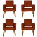 Kit 4 Poltronas Decorativas Para Sala, Manicure, Quarto Isa Suede Terracota Pé Castanho - Clique E Decore