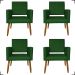 Kit 4 Poltronas Decorativas Para Sala, Manicure, Quarto Isa Suede Verde Pé Castanho - Clique E Decore