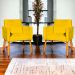 Kit 4 Poltronas Decorativas Para Sala, Manicure, Quarto, Nina Suede Amarelo Pé Castanho - Clique E Decore