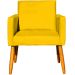 Kit 4 Poltronas Decorativas Para Sala, Manicure, Quarto, Nina Suede Amarelo Pé Castanho - Clique E Decore