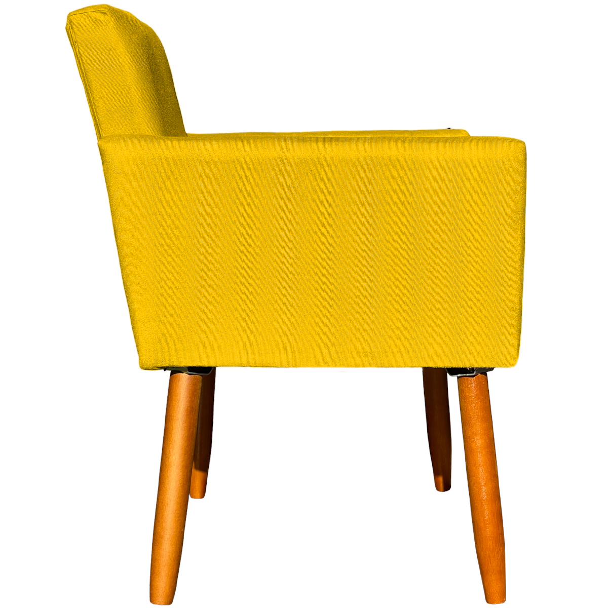 Kit 4 Poltronas Decorativas Para Sala, Manicure, Quarto, Nina Suede Amarelo Pé Castanho - Clique E Decore