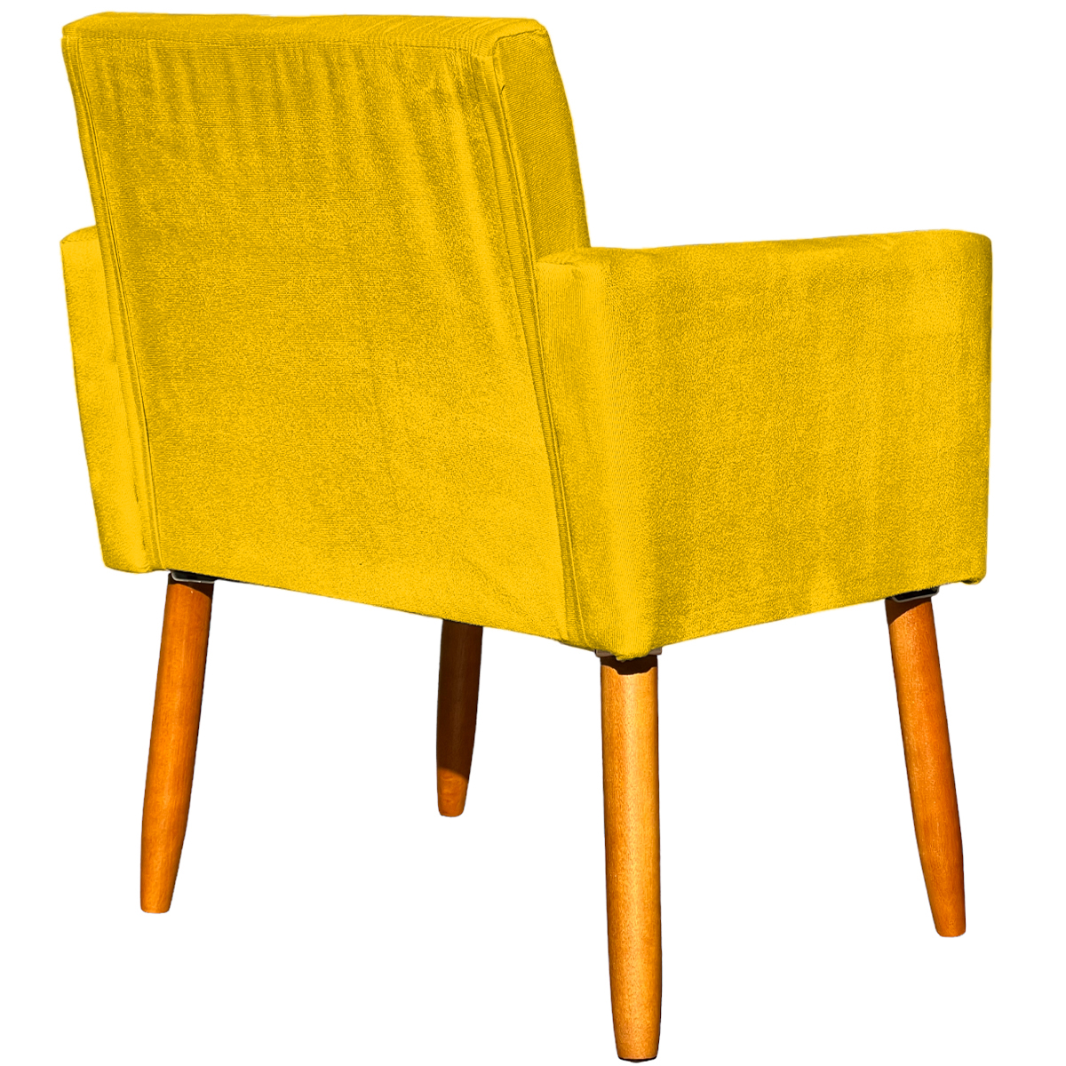Kit 4 Poltronas Decorativas Para Sala, Manicure, Quarto, Nina Suede Amarelo Pé Castanho - Clique E Decore