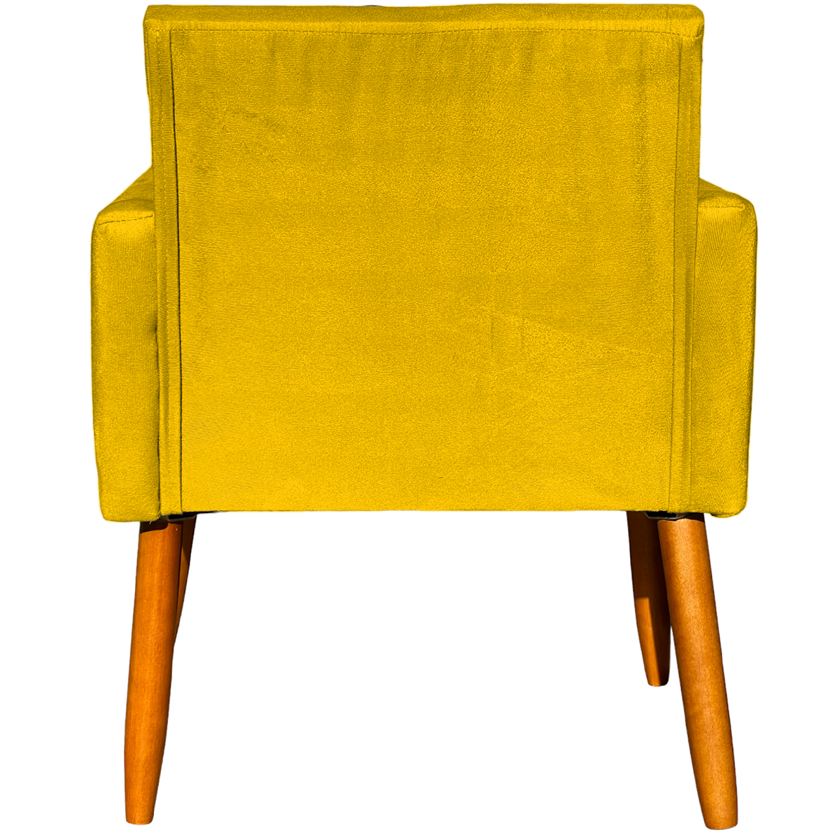 Kit 4 Poltronas Decorativas Para Sala, Manicure, Quarto, Nina Suede Amarelo Pé Castanho - Clique E Decore