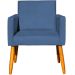Kit 4 Poltronas Decorativas Para Sala, Manicure, Quarto, Nina Suede Azul Marinho Pé Castanho - Clique E Decore