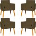 Kit 4 Poltronas Decorativas Para Sala, Manicure, Quarto, Nina Suede Marrom Pé Castanho - Clique E Decore