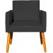 Kit 4 Poltronas Decorativas Para Sala, Manicure, Quarto, Nina Suede Preto Pé Castanho - Clique E Decore